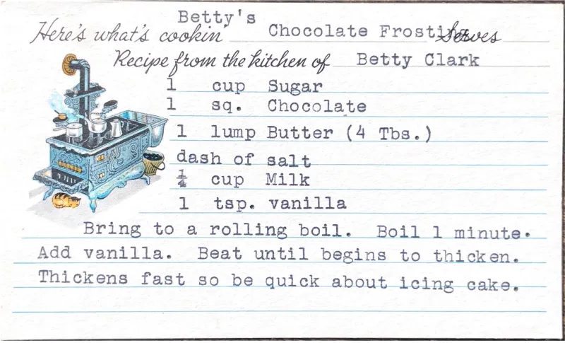 Betty's chocolate frosting recipe and YAML output