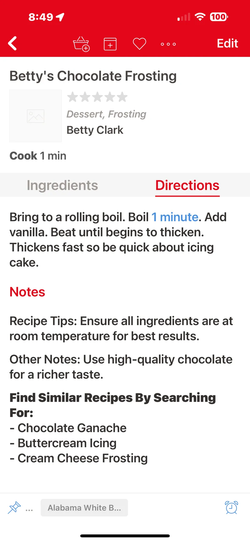 Recipe imported into Paprika on iPad and iPhone
