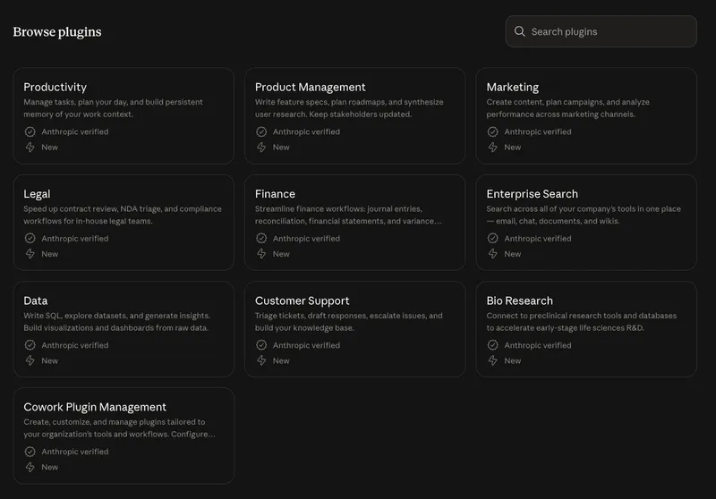 Browse plugins interface