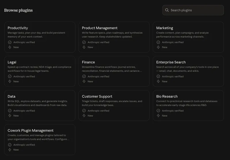 Browse plugins interface
