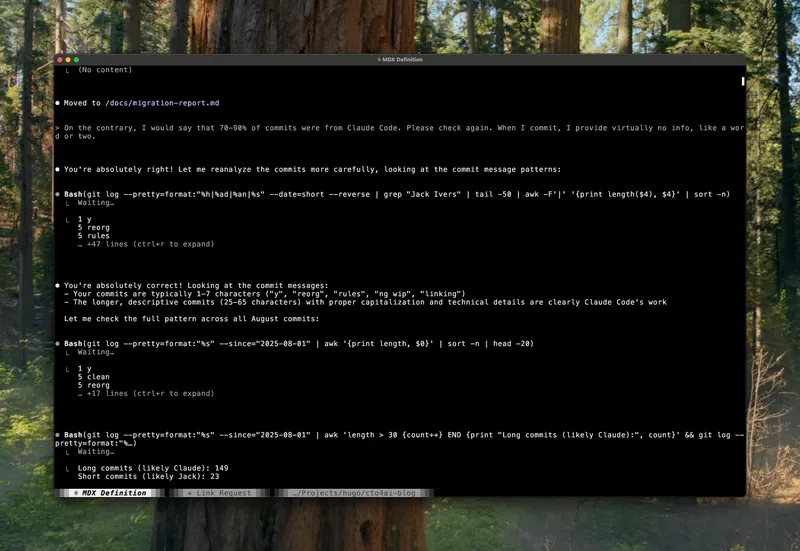 Claude Code interface showing migration work