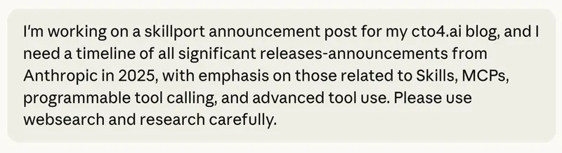 Claude conversation requesting Anthropic 2025 announcements timeline