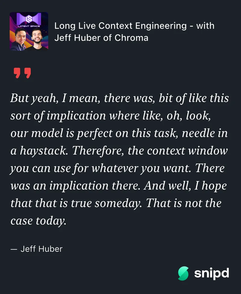 Jeff Huber quote about context window implications
