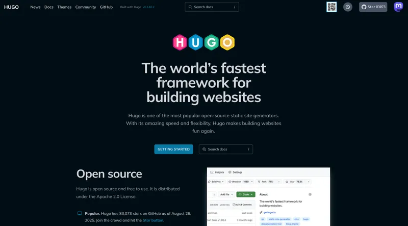 Hugo static site generator website