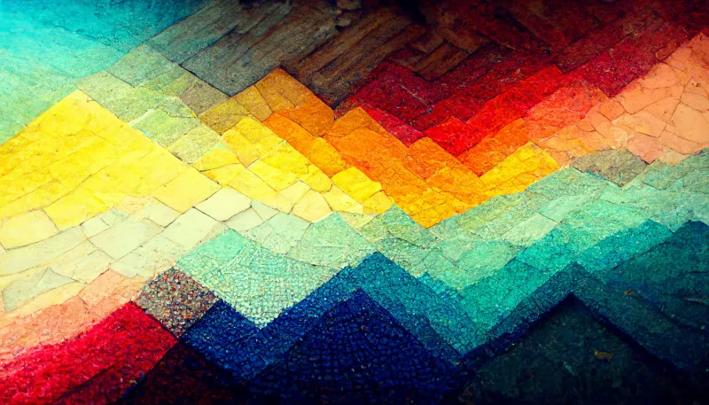(Midjourney) Mosaic from a minimal prompt - a very intricate mosaic, bright colors