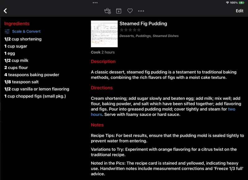 Final recipe in Paprika app